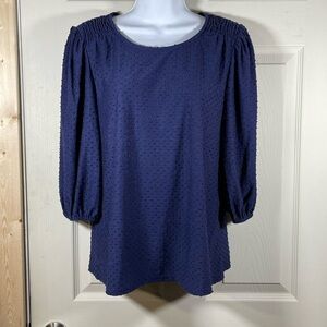 W5 Anthropologie Navy Textured Blouse‎